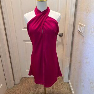 DO + BE Fuschia Halter Type Satin Mini Dress in Size Medium